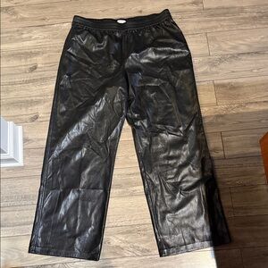 Elegant Black Wide Leg vegan leather pants